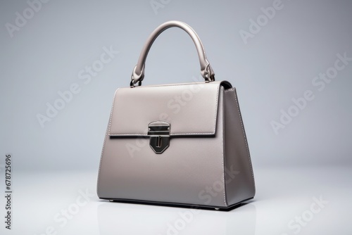 beautiful trendy women hand bag in gray background