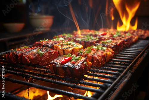 Sizzling Sensation: A Delectable Grill Steak Experience. Ai Generative 