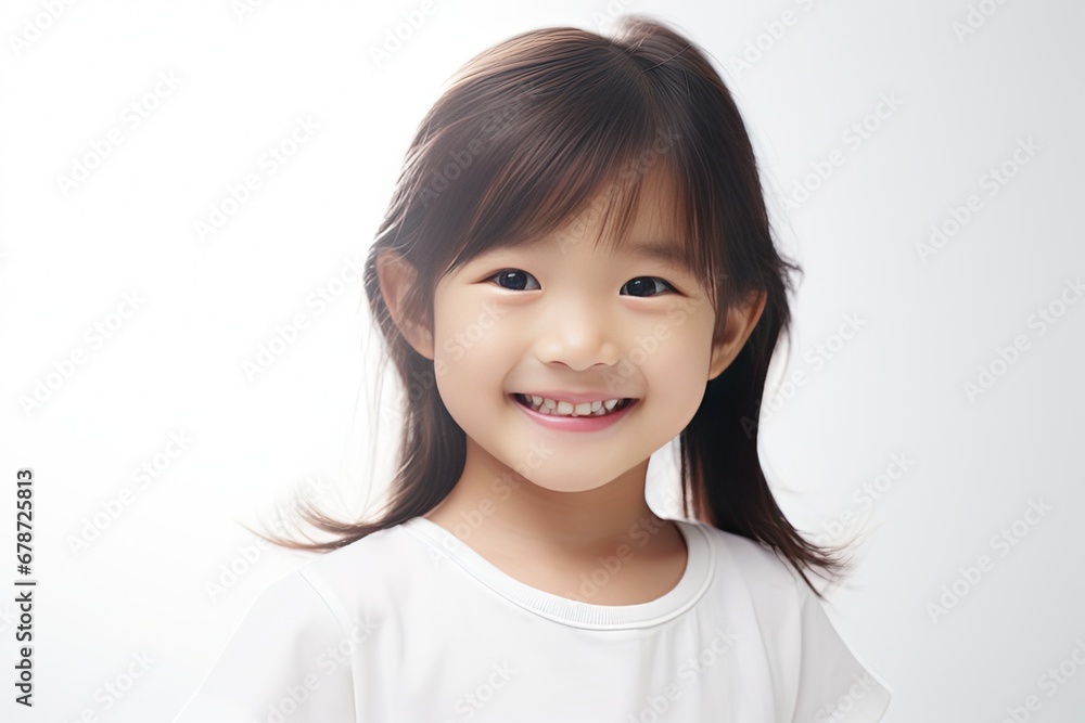 Portrait of a happy young Asian girl with a bright smile on her face, radiating joy and happiness. generative ai Portrait of a happy young Asian girl with a bright smile on her face, radiating joy and happiness. generative ai