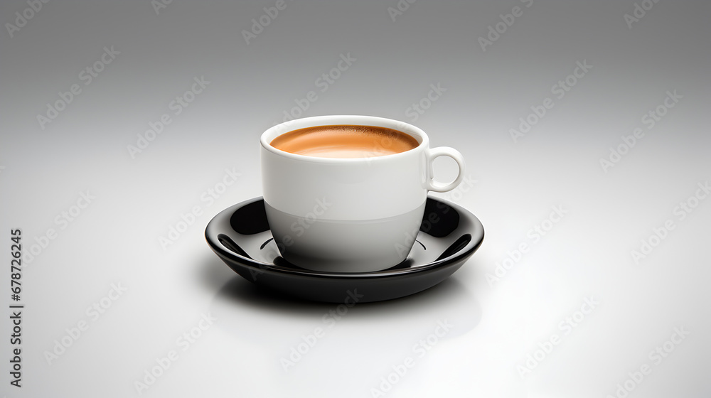Freshly Brewed Espresso in Modern Espresso Cup on White Background Freshly Brewed Espresso in Modern Espresso Cup on White Background