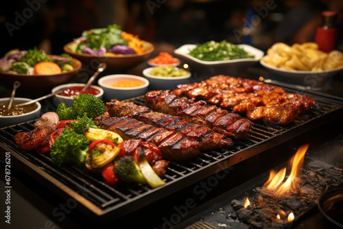 Sizzling Sensation  A Delectable Grill Steak Experience. Ai Generative 