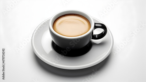 Freshly Brewed Espresso in Modern Espresso Cup on White Background