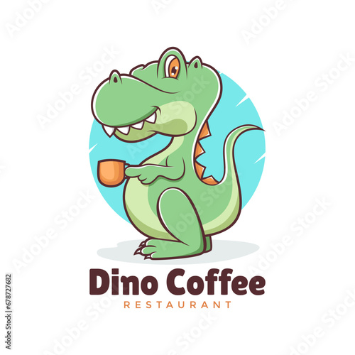 Dino Coffee Logo Modern Vector Design Template