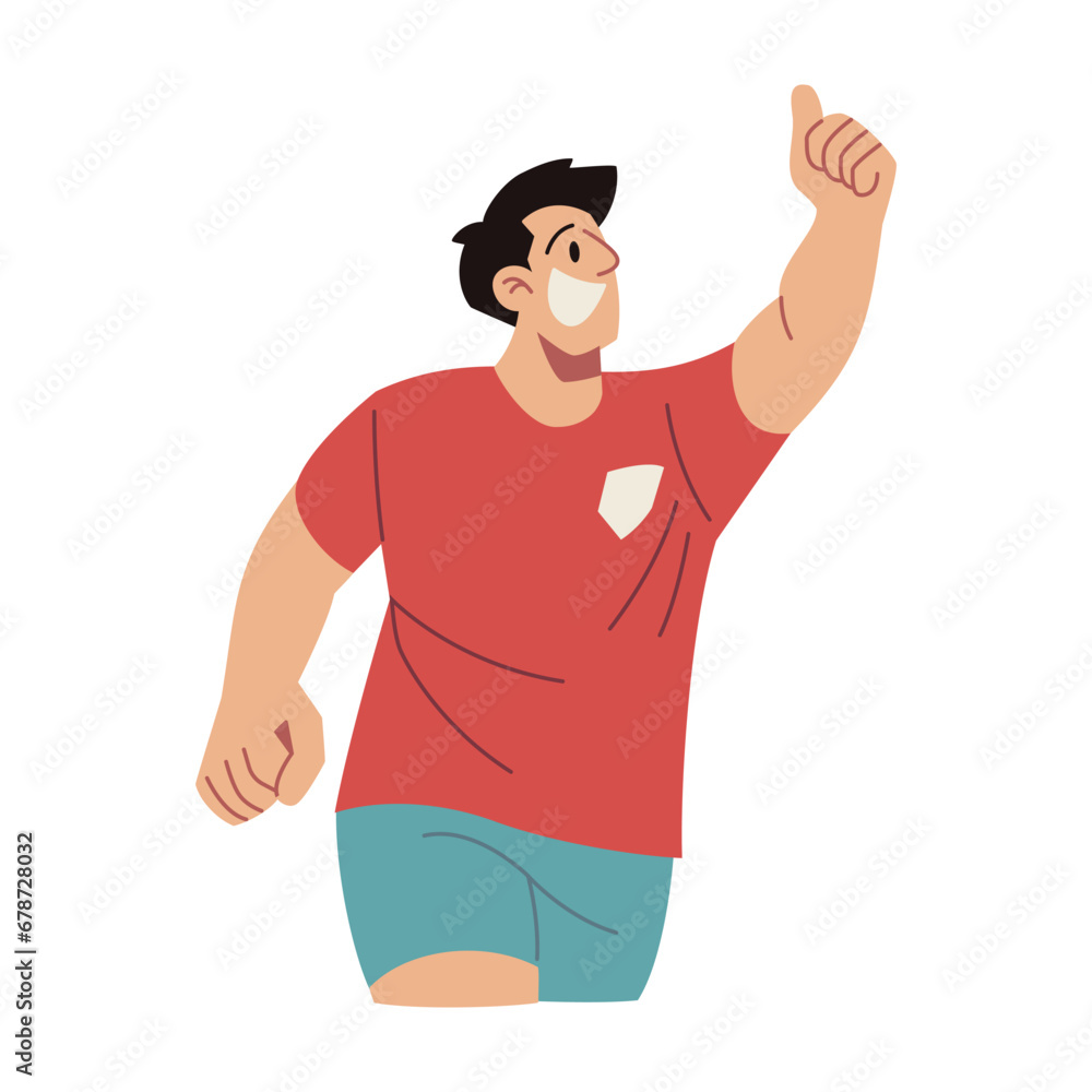 Soccer Player Celebrates Scoring a Goal Vector Cartoon Illustration