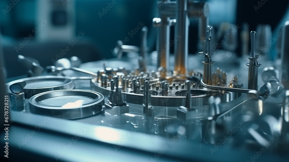 Focus shot of a surgical tray in an operating theater.Generative AI Focus shot of a surgical tray in an operating theater.Generative AI