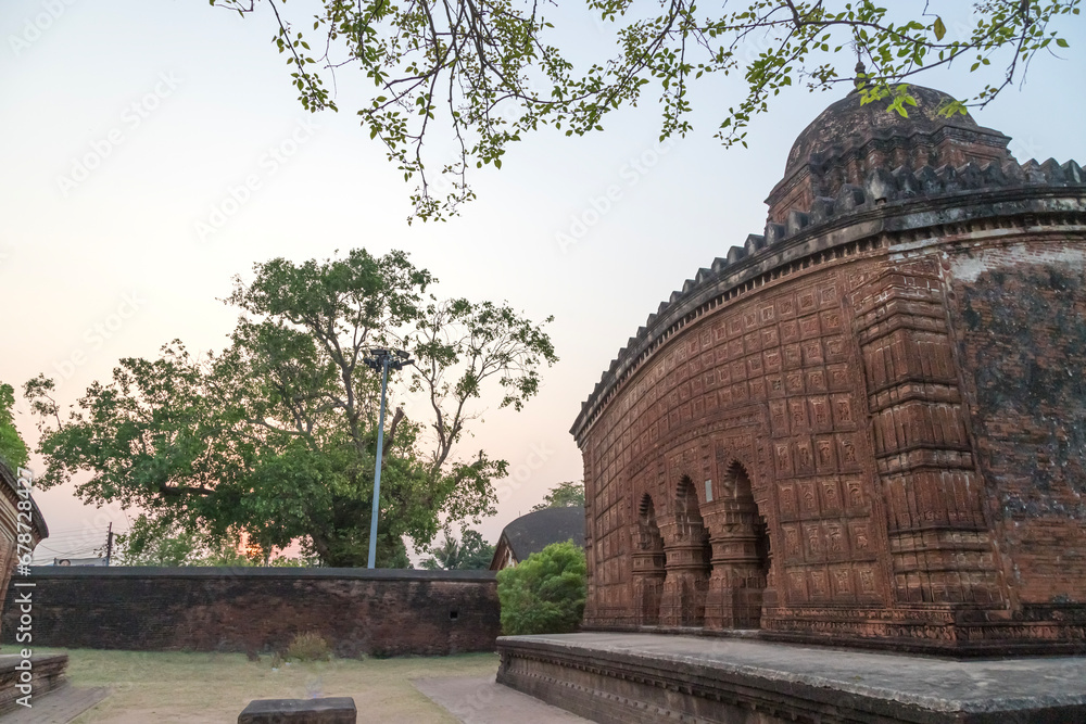 Madanmohan Temple, Bishnupur,India.made of terracotta baked clay world famous tourist spot
