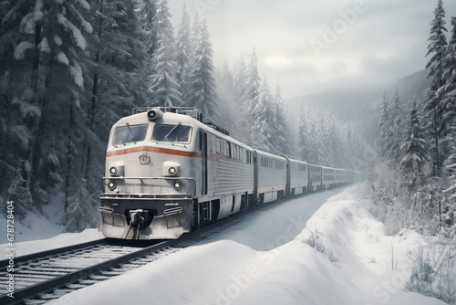 Zugfahrt durch Schneelandschaft