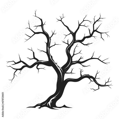 Haunted Tree Sketch vector silhouette isolated on a white background  Dead Scary Tree Silhouette vector  Halloween Spooky Tree Clipart