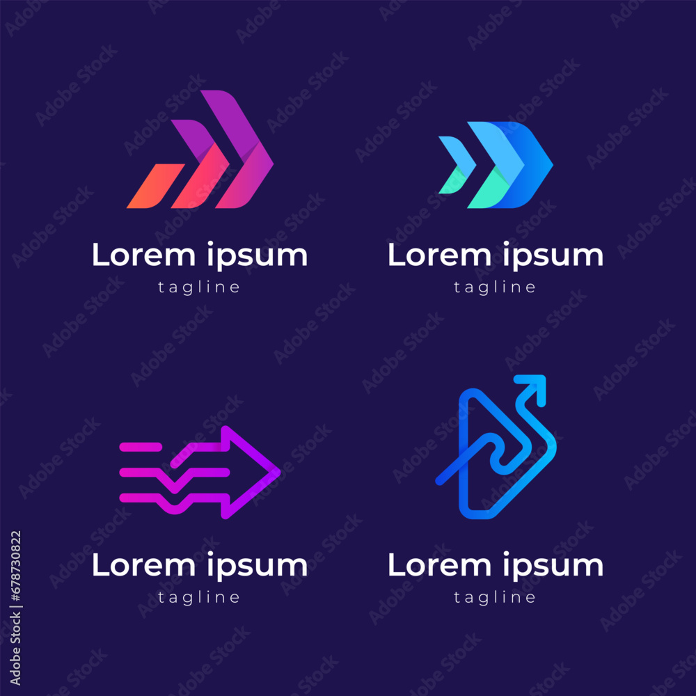 Set of abstract arrow logo collection Set of abstract arrow logo collection