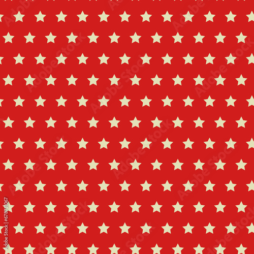 Christmas Geometric Pattern with Stars in Red and Golden