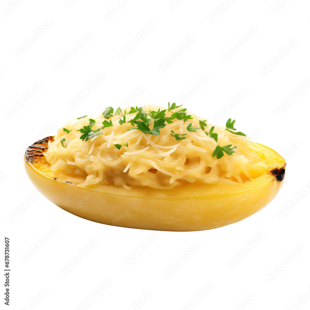 Spaghetti Squash Alfredo,isolated on white and transparent background