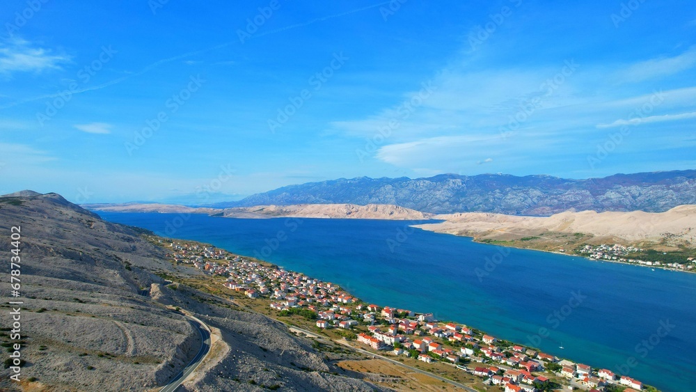 Island of Pag - Croatia - breathtaking aerial view over the island