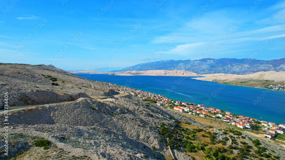 Island of Pag - Croatia - breathtaking aerial view over the island