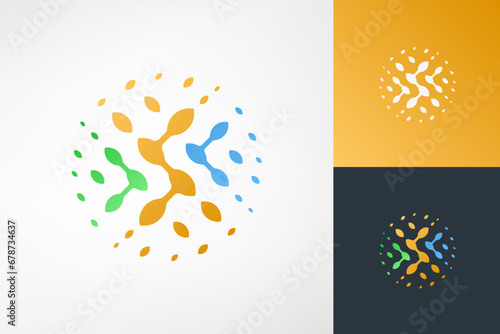 S or SC letter logo organic leaf pattern simple sphere sustainable logo. A playful logo that still looks sophisticated and mature. Suitable for environmental, technology, spa, beauty companies, etc.