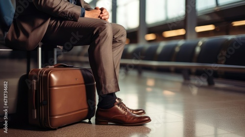 Businessman near suitcases at airport