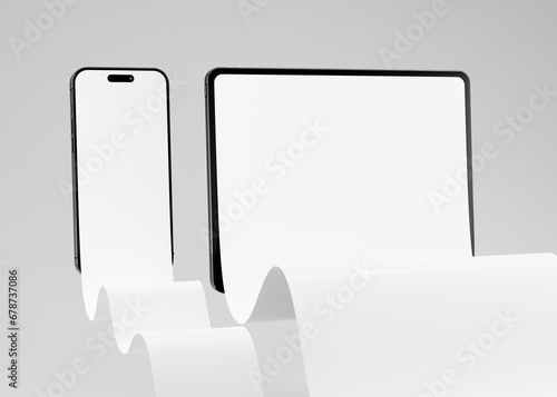 Long scroll smartphone and tablet screen, use for design presentation mockup 