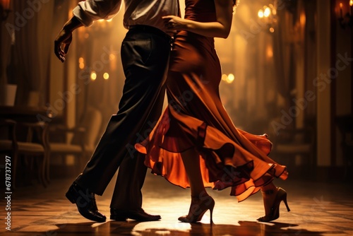 Fotografie, Obraz Dancing woman man samba male sport dress female ballroom tango couple dancer peo