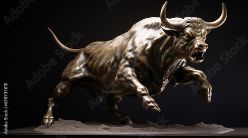 The Charging Bull statue, captured with precision, symbolizing unstoppable financial optimism and set against a clean white canvas.