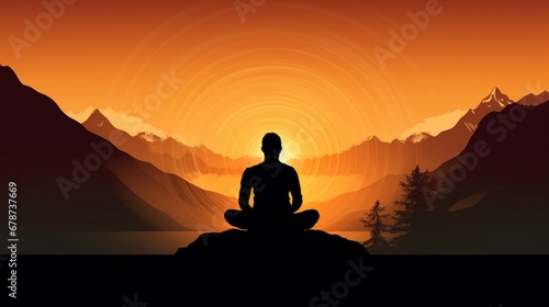 The silhouette of a yogi in meditation, emphasizing mental and physical well-being. © Fahad
