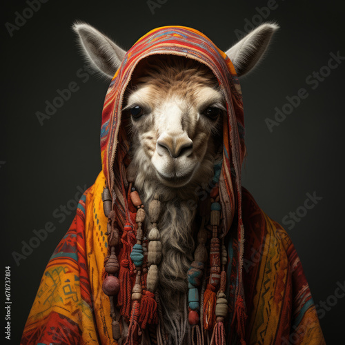 Funny funny lama in poncho © Michael