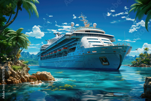 Large cruise ship. The concept of exclusive tourism in the ocean sea travel on vacation in summer © Sunshine