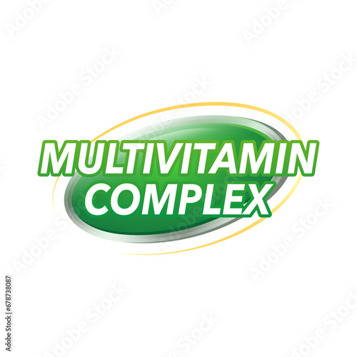Vector illustration of multivitamin healthcare banner label