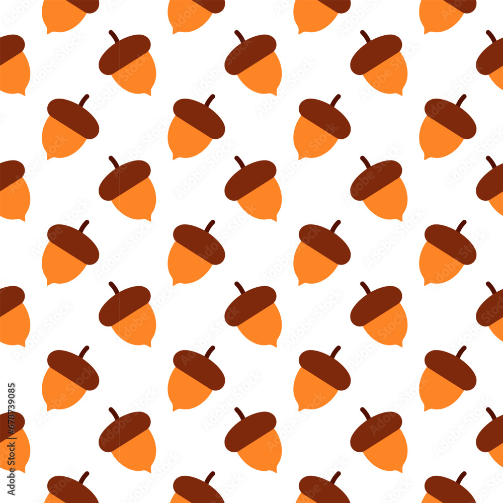 Cartoon pattern with acorns on white background. Autumn background with dry acorns. Cartoon pattern with acorns on white background. Autumn background with dry acorns.