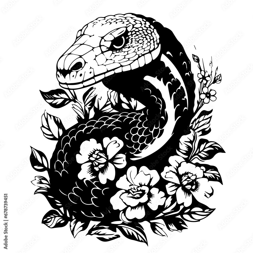 Floral Snake Vector Floral Snake Vector