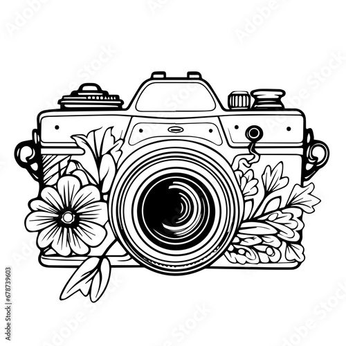 Floral Camera - Vector Illustration