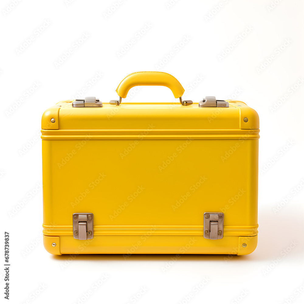 toy yellow suitcase isolated on white background. toy yellow suitcase isolated on white background.