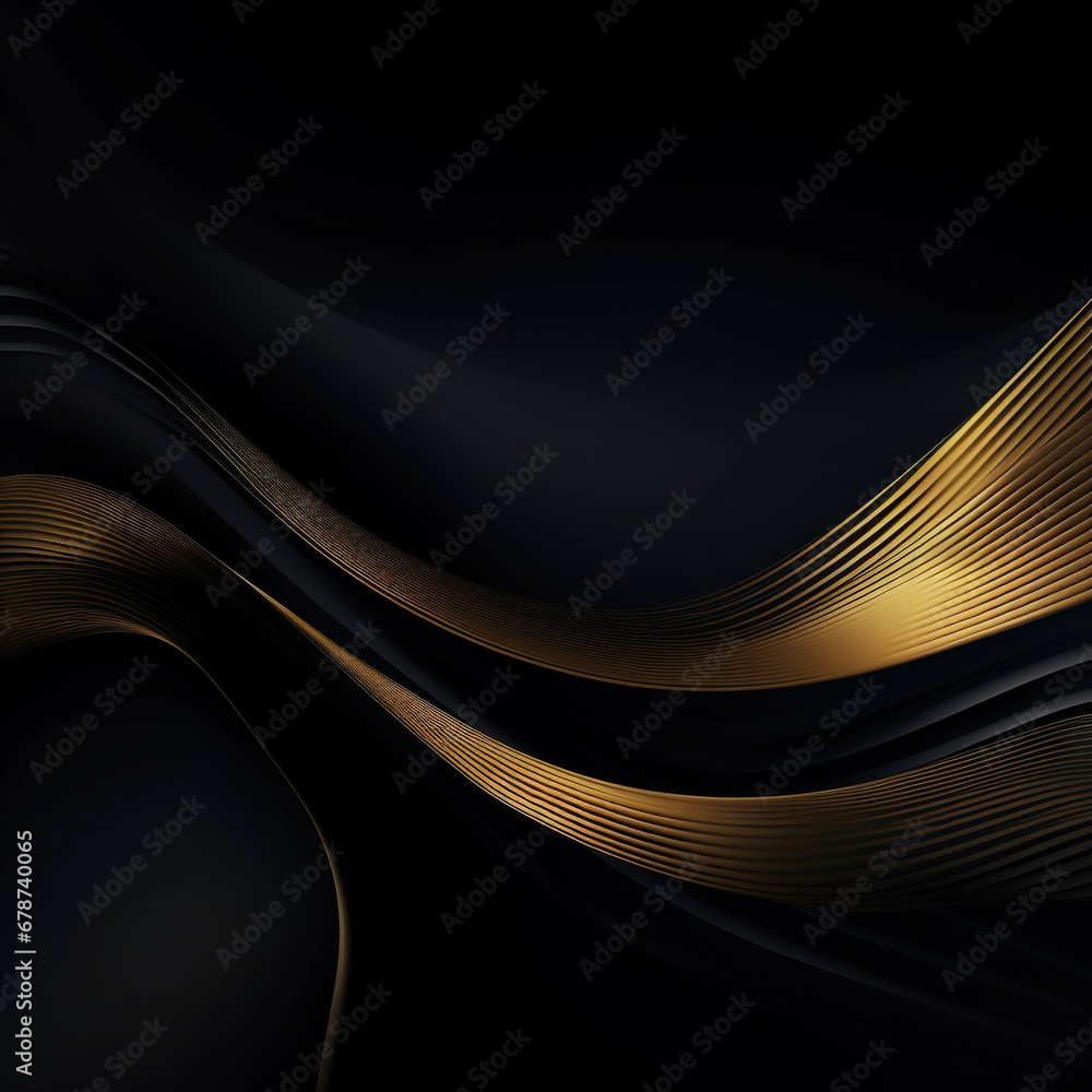 Shiny golden wavy lines.Abstract black geometric background with smooth lines and waves. Unusual background. Shiny golden wavy lines.Abstract black geometric background with smooth lines and waves. Unusual background.