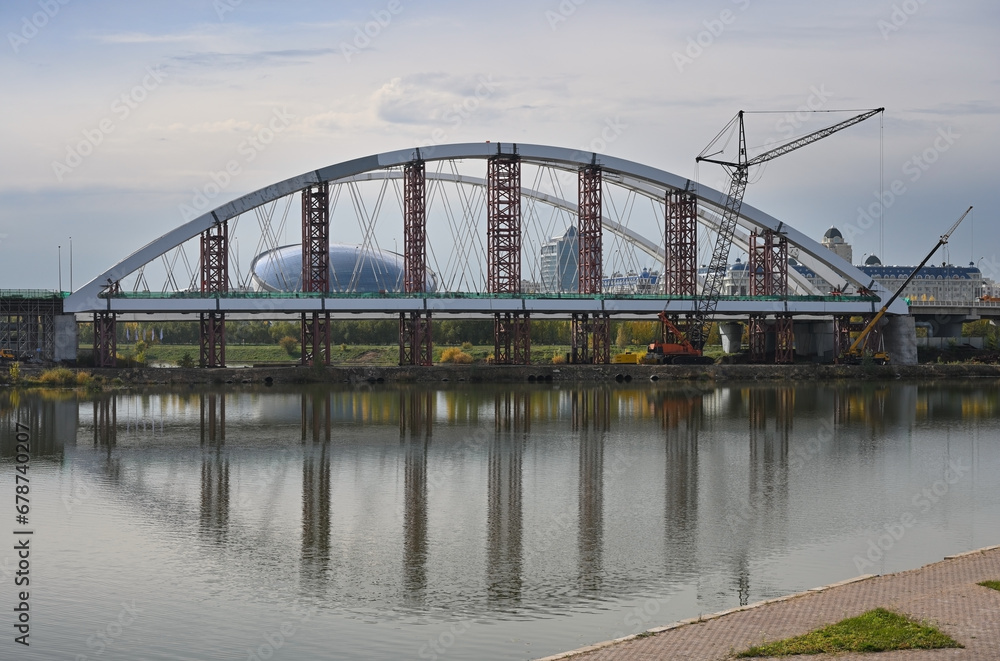 Arys Bridge over the Ishim River in Astana, Kazakhstan