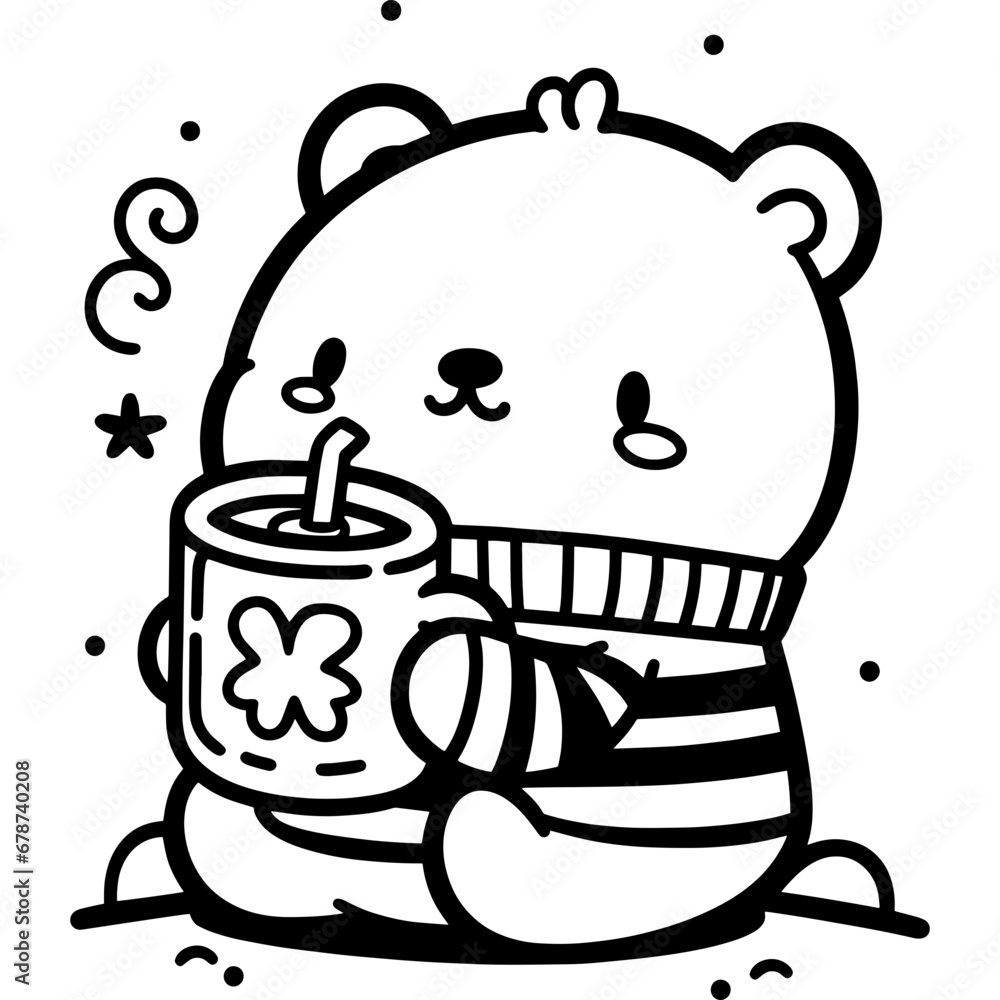 Bear drinking cute icon hand drawn vector design illustration Bear drinking cute icon hand drawn vector design illustration