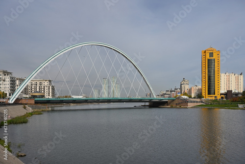 Karayetkel Bridge over the Ishim River in Astana, Kazakhstan