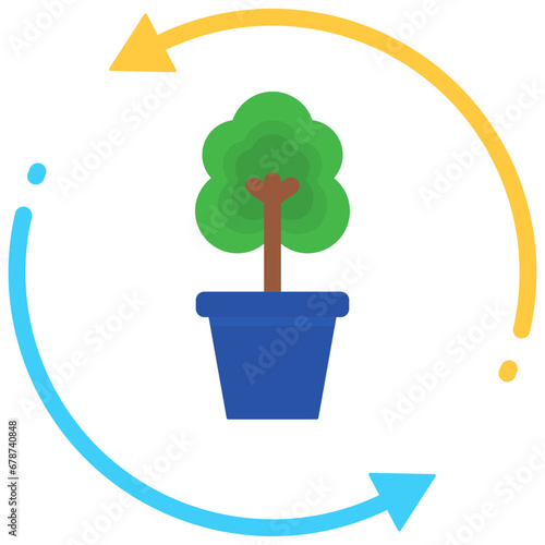 reforestation flat style icon