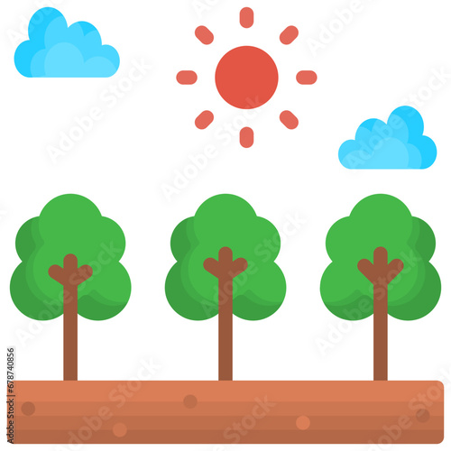 reforestation flat style icon