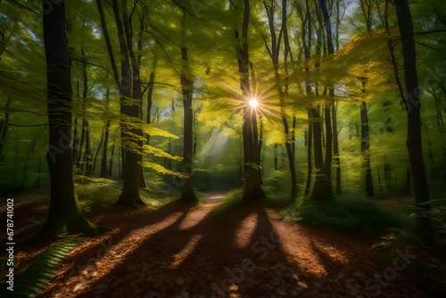 Wallpaper Mural A captivating sunrise bathes a beautiful forest in Germany in a warm and golden glow.  Torontodigital.ca