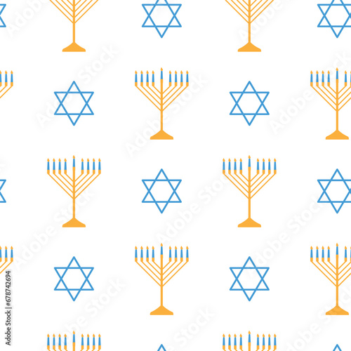 happy hanukkah seamless pattern photo