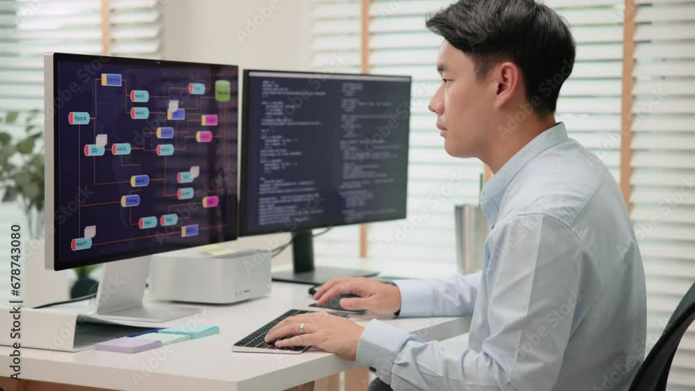 Smart AI cyber bot IT deep tech tools help write prompt python code web screen. Asia people asian man typing busy work predict big data mining center office upskill STEM expert skill job coder course. Smart AI cyber bot IT deep tech tools help write prompt python code web screen. Asia people asian man typing busy work predict big data mining center office upskill STEM expert skill job coder course.