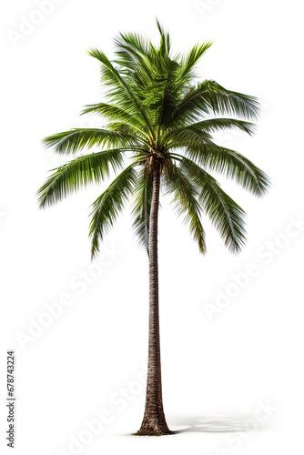 Coconut palm Tree tropical, isolated on white background. With clipping path. Full depth of field. Focus stacking.