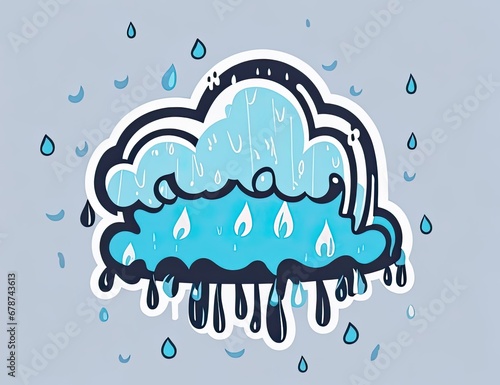 raining cloud sticker design icon