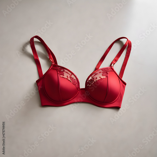 Red bra on white background