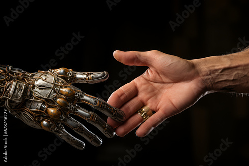 Handshake of man and robot generated AI © Tatiana