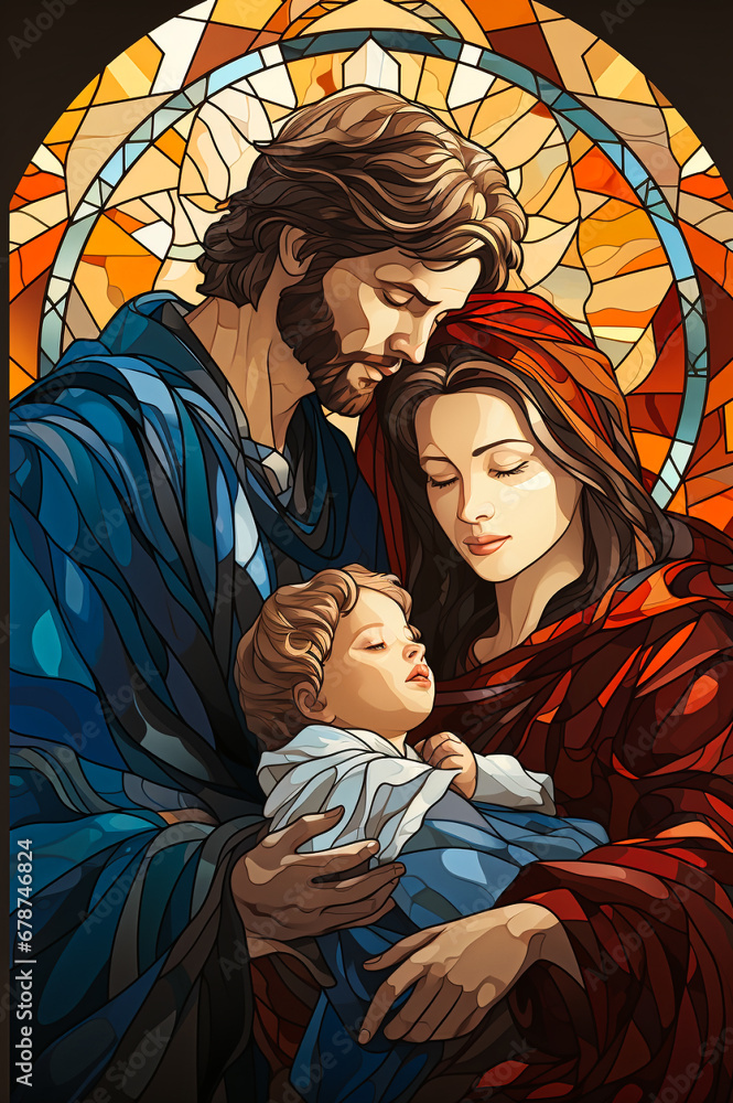 traditional Catholic art representation of the Holy Family.AI generativ. traditional Catholic art representation of the Holy Family.AI generativ.