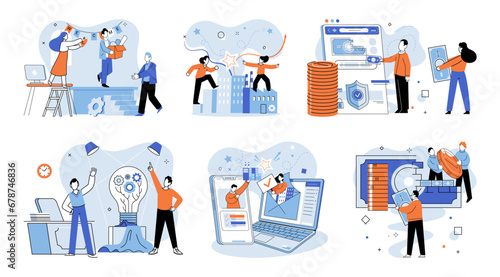 Working together. Vector illustration. A well-defined strategy guides collaborative efforts toward business growth Creative thinking and problem-solving are catalysts for innovative solutions
