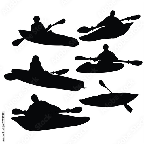 kayaking vector bundle kayak, sport, vector, silhouette, boat,
