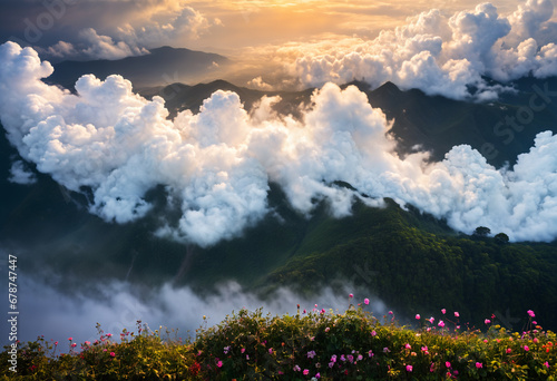 Cloudscape in mountain. Gen...