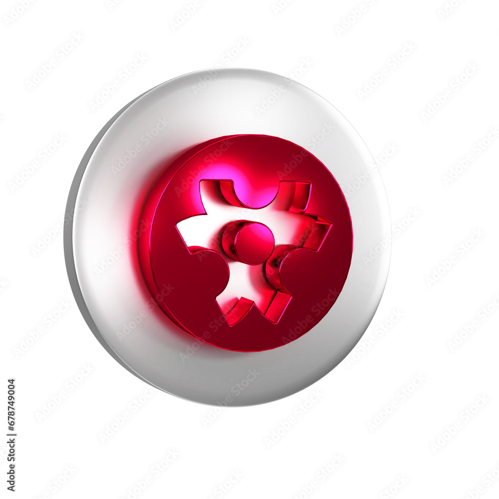 Red Biohazard symbol icon isolated on transparent background. Silver circle button. Red Biohazard symbol icon isolated on transparent background. Silver circle button.