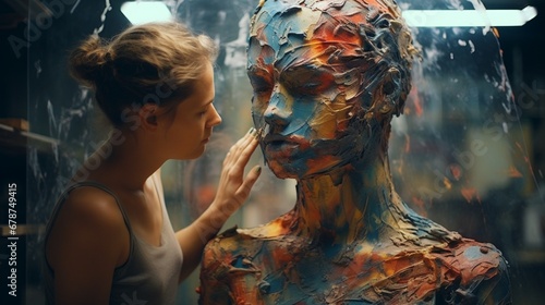 Double exposure: Paint and people converge in poetic harmony.