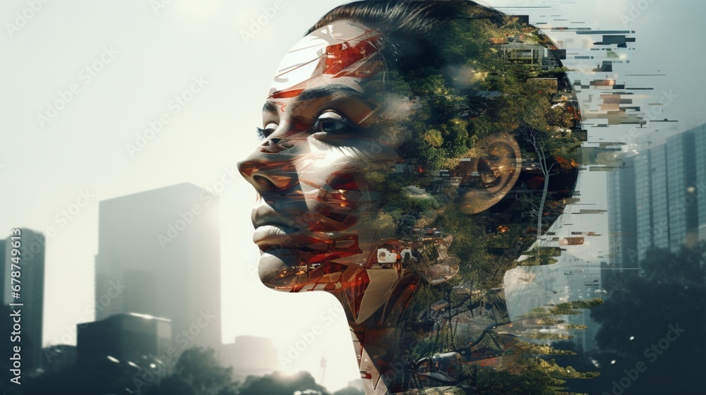 Double exposure: The intersection of humanity and artistic expression.